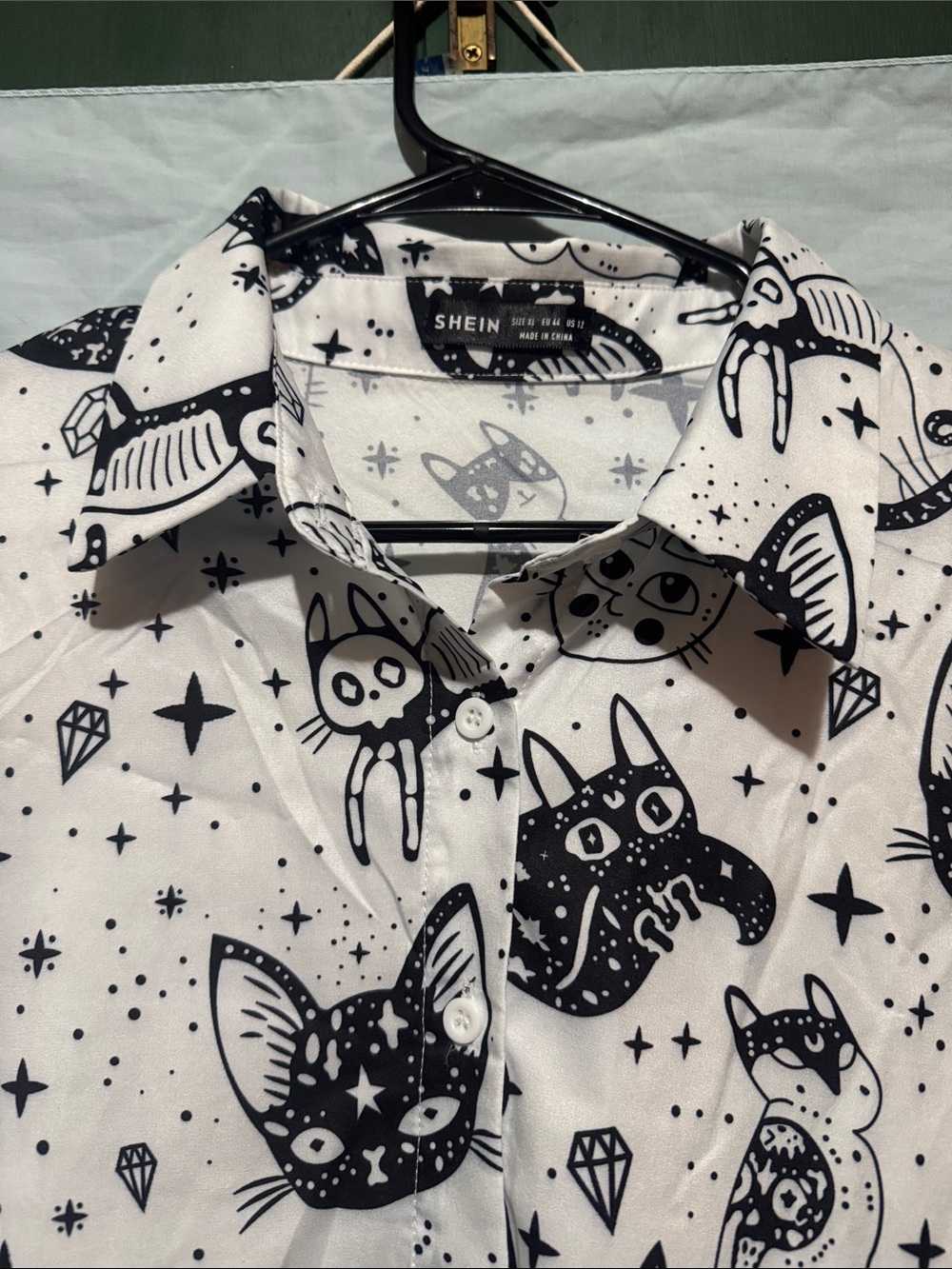 Cat Patterned Button Up - Picture 4 of 9